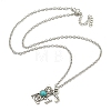 Letter A~Z Antique Silver Plated Alloy with Synthetic Turquoise Pendant Necklaces NJEW-G080-01F-3