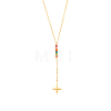 304 Stainless Steel Micro Pave Cubic Zirconia Lariat Necklaces STAS-OY018-27G-1