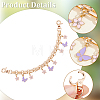 2Pcs Alloy Enamel Lilac Butterfly and Pink Flower Pendant Aluminum Bag Decorative Chains HJEW-BBC0001-38-7