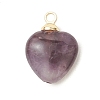 Natural Amethyst & Flower Amazonite & Lapis Lazuli & Rose Quartz Heart Charms PALLOY-JF04889-02-3