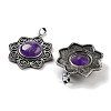 Natural Amethyst & Brass Pendants G-K338-09AS-03-2