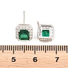 Square Brass Micro Pave Cubic Zirconia Stud Earrings EJEW-Z164-22P-02-4