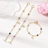 Brass Heart Charm Bracelets BJEW-JB13880-1