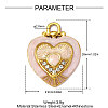 304 Stainless Steel with Pearl Pink Enamel Pendants SA-OY001-40G-2