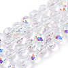Electroplate Transparent Glass Beads Strands X-EGLA-N002-34C-C03-1