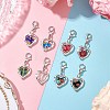 Heart Millefiori Glass & Alloy Pendant Decorations HJEW-JM02836-2