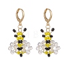 Glass Braided Bees Dangle Leverback Earrings EJEW-TA00126-1