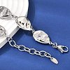 316L Surgical Stainless Steel Textured Flat Teardrop Link Chain Necklaces NJEW-D297-03P-2