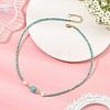 Natural & Synthetic Mixed Gemstone Round and Natural Cultured Freshwater Pearl Beaded Necklaces NJEW-JN06554-4