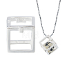 925 Sterling Silver Cube Empty Bead Cage Charms STER-WH0005-62-1