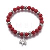 Natural & Synthetic Mixed Stone Round Beaded Stretch Charm Bracelets BJEW-L648-08-2