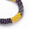 Crochet Glass Beads Braided Stretch Bracelet BJEW-T016-08D-2