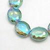 Faceted Electroplate Crystal Glass Oval Beads Strands X-EGLA-F059B-10-1