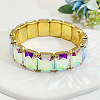 Brass Glass Beads Stretch Bracelets for Women FS-WG7A350-03-1