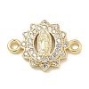 Rack Plating Brass Micro Pave Clear Cubic Zirconia Religion Virgin Mary Connector Charms KK-L224-094G-04-1