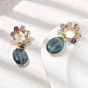 Natural Mixed Stone Dangle Stud Earrings EJEW-G454-01G-4