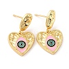 Heart with Horse Eye Enamel Drop Earrings for Her EJEW-C002-25G-RS-2