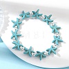 Synthetic Turquoise & Non-magnetic Hematite Beads Stretch Bracelets for Women Men BJEW-JB13726-01-1