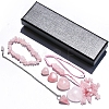 Natural Rose Quartz Dowsing Pendulum Cone Big Pendants & Heart Massage Stone & Bracelet & Pendant Decoration Sets PW-WG73208-01-1