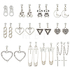 12 Pairs 12 Styles Cherry & Triangle & Eye & Bear & Zipper Buckle Alloy Dangle Stud Earrings for Women EJEW-AN0003-10-1