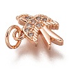 Brass Micro Pave Clear Cubic Zirconia Charms ZIRC-C020-48RG-3