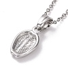 304 Stainless Steel Coffee Bean Pendant Necklace for Women STAS-E154-25P-3