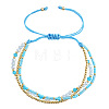 Beachy Style Brass & Glass & Seed Beaded Multi-Layer Bracelets BK3958-1-4