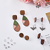 DICOSMETIC 40Pcs 4 Style Arch & Flat Round & Square & Trapezoid Wood Stud Earring Findings FIND-DC0004-47-4