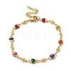 304 Stainless Steel Enamel Colorful Heart Link Chains Bracelets for Women BJEW-B079-01G-1