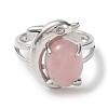 Natural Rose Quartz Oval with Dolphin Adjustable Ring G-Z031-01P-20-3