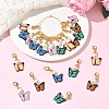 20Pcs 5 Colors Butterfly Alloy Enamel & Glass Pearl Pendant Decorations HJEW-YW00563-4
