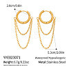 304 Stainless Steel Double Chain Tassel Hoop Earrings for Women MX0764-7