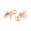 Brass Pave Clear and Green Cubic Zirconia European Dangle Charms KK-T079-86G-2