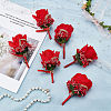 Cloth Rose Flower Boutonniere Brooch with Rhinestone AJEW-WH0258-294A-6