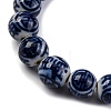 Handmade Blue and White Porcelain Beads Strands PORC-I027-02C-3