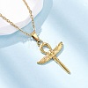 Ankh Cross with Wings 304 Stainless Steel Pendant Necklaces NJEW-H059-08G-1