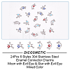 24Pcs 6 Styles 304 Stainless Steel Enamel Connector Charms STAS-DC0010-36-4