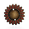 Adjustable Flower Alloy & Iron Rhinestone Bezel Cup Ring Base with Rotatable Tray MAK-T012-04AB-2