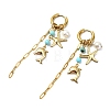 Dolphin & Starfish 304 Stainless Steel & Shell Pearl Hoop Earrings for Women EJEW-JE07128-3