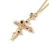 304 Stainless Steel Cross with Flower Pendant Necklaces for Women NJEW-A020-03E-G-1