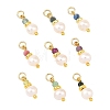 9Pcs 9 Styless Faceted Natural Mixed Stone and Pearl Beaded Pendants PALLOY-JF06015-1