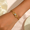 Stainless Steel Heart Link Bracelets with Clear Cubic Zirconia for Women Daily Wear Gift ME3579-4