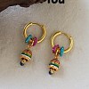 Brass Enamel Hoop Dangle Earrings WG1B0F0-01-1