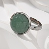 Half Round Natural Green Aventurine Finger Rings RJEW-M062-01P-21-5