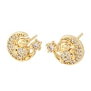 Brass Micro Pave Clear Cubic Zirconia Stud Earrings EJEW-F400-26A-G-4