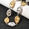 Two Tone 316L Surgical Stainless Steel Textured Flat Teardrop Link Chain Necklaces NJEW-D297-03GP-3