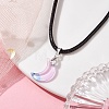 Glass Crescent Moon Pendant Necklaces NJEW-JN04579-05-2