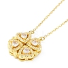 Brass Pave Cubic Zirconia Heart Clover Pendant Necklaces NJEW-K276-01G-03-1