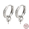 Rhodium Plated 925 Sterling Silver Micro Pave Cubic Zirconia Hoop Earring Findings STER-P051-04P-1