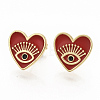 Brass Enamel Stud Earrings EJEW-S208-052A-2